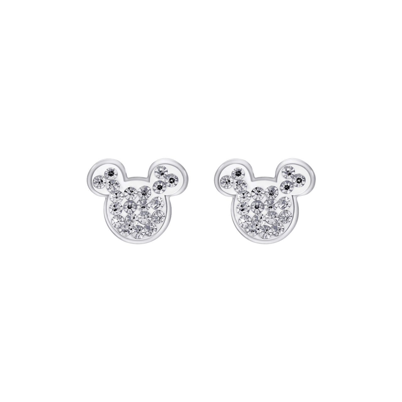 Disney stainless steel oorknoppen Mickey Mouse met wit kristal