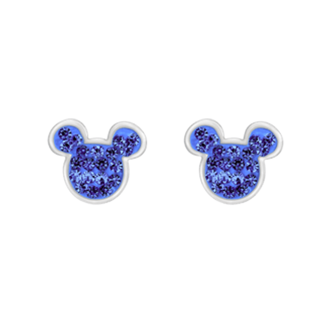 Stainless steel oorknoppen Mickey Mouse met licht sapphire kristal