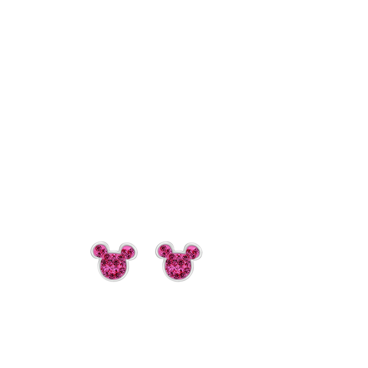 Stainless steel oorknoppen Mickey Mouse met roze kristal