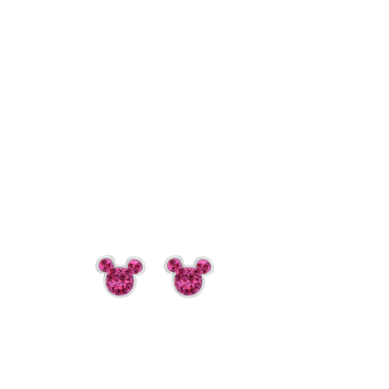 Stalen oorknoppen Mickey Mouse met roze kristal