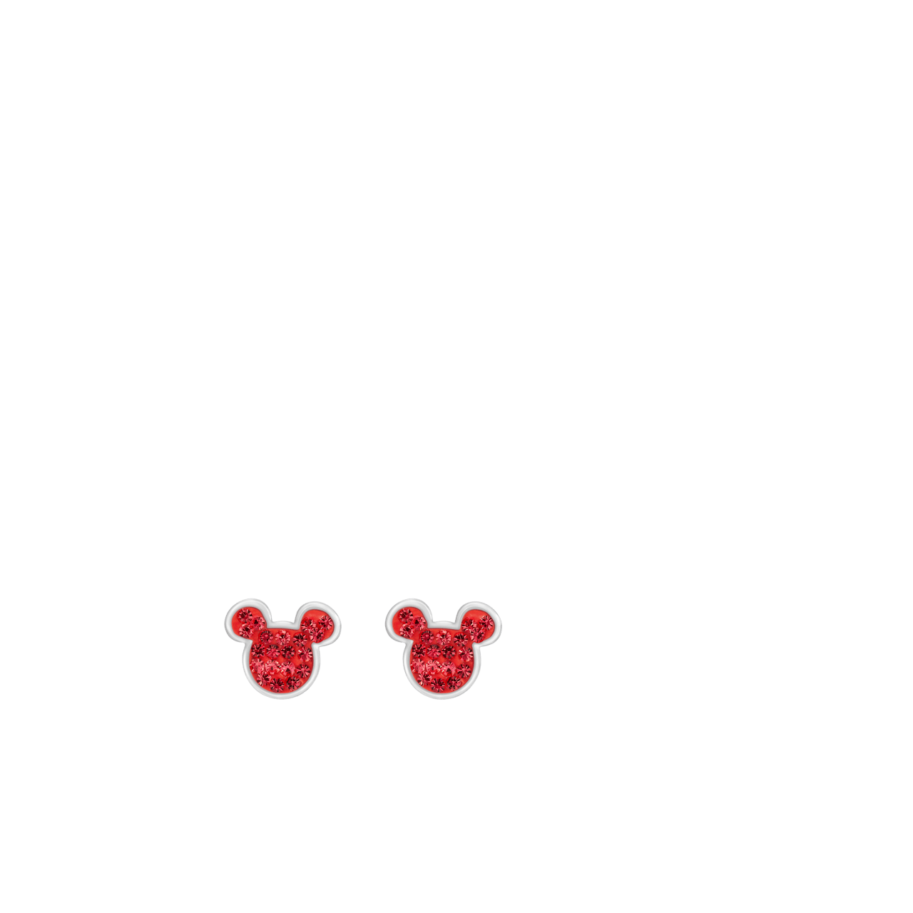 Stalen oorknoppen Micky Mouse met rode kristal