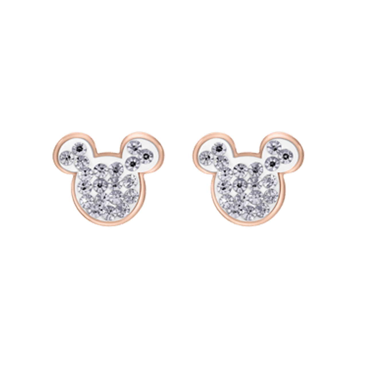 Disney stalen roséplated kinderoorknoppen met wit kristal 