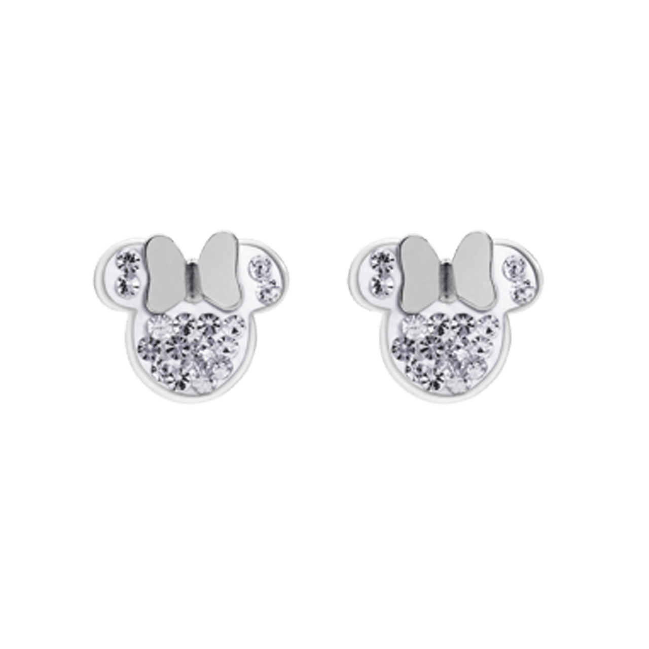Disney stainless steel oorknoppen Minnie Mouse met wit kristal