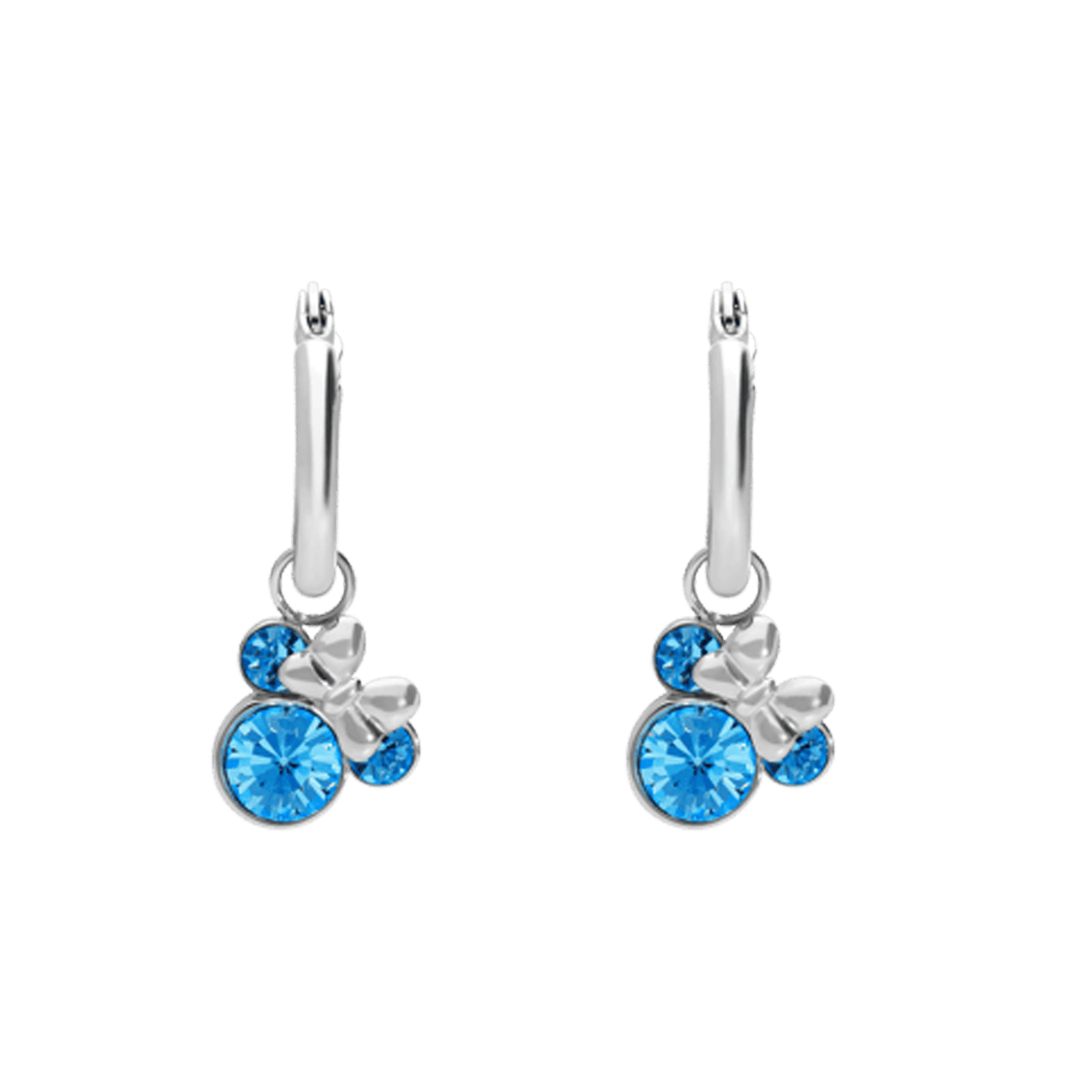 Disney stainless steel oorringen Minnie Mouse met aqua kristal