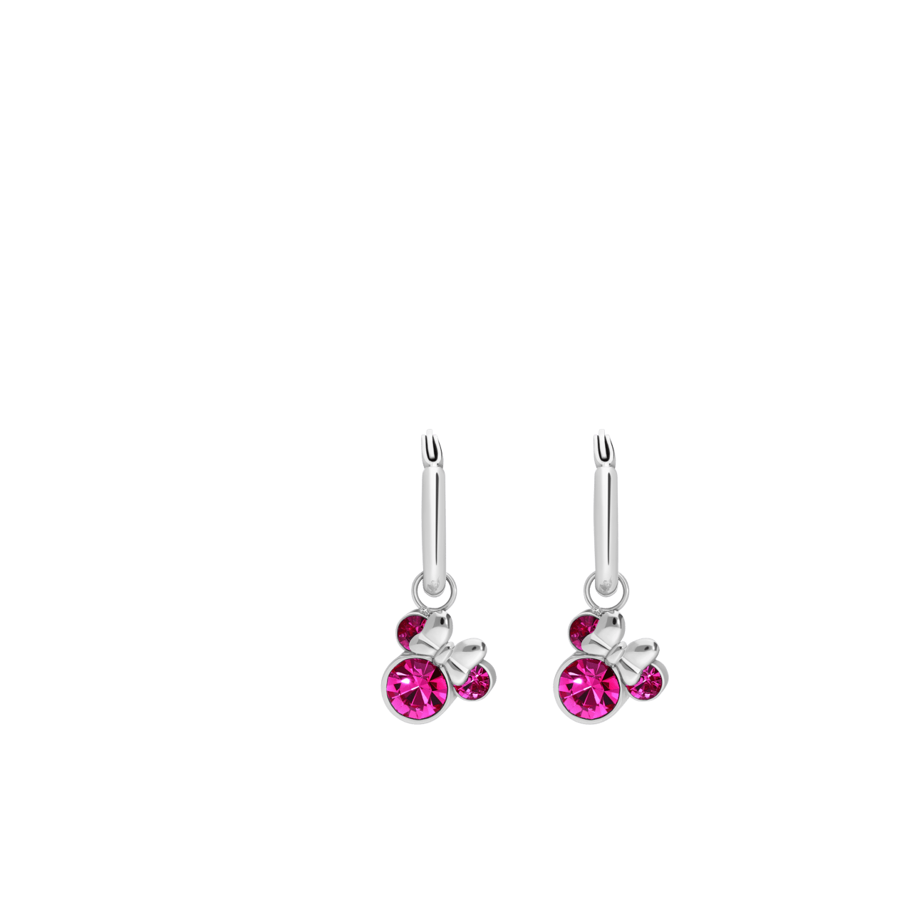 Disney stainless steel oorringen Minnie Mouse met roze kristal
