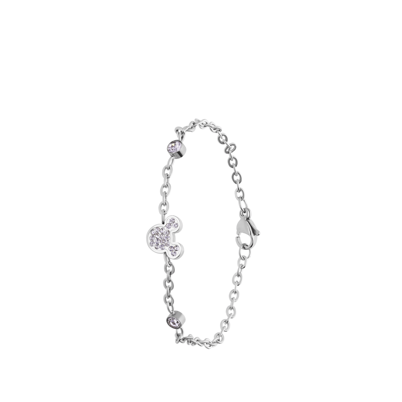 Stalen armband Mickey Mouse met wit kristal