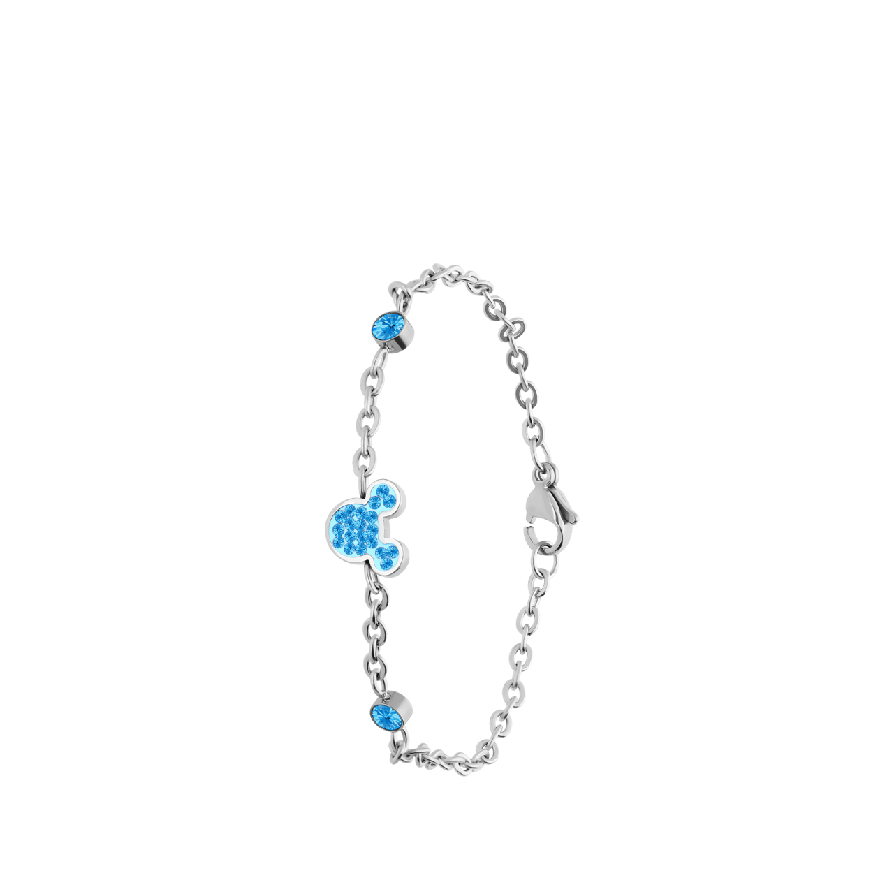 Stainless steel armband Mickey Mouse met licht sapphire kristal