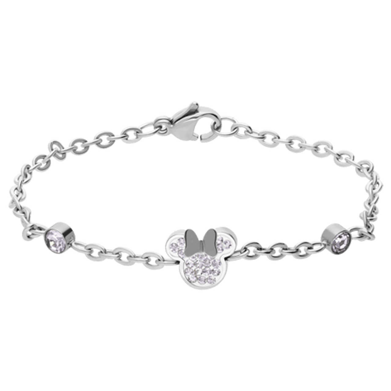 Stainless steel armband Minnie Mouse met wit kristal