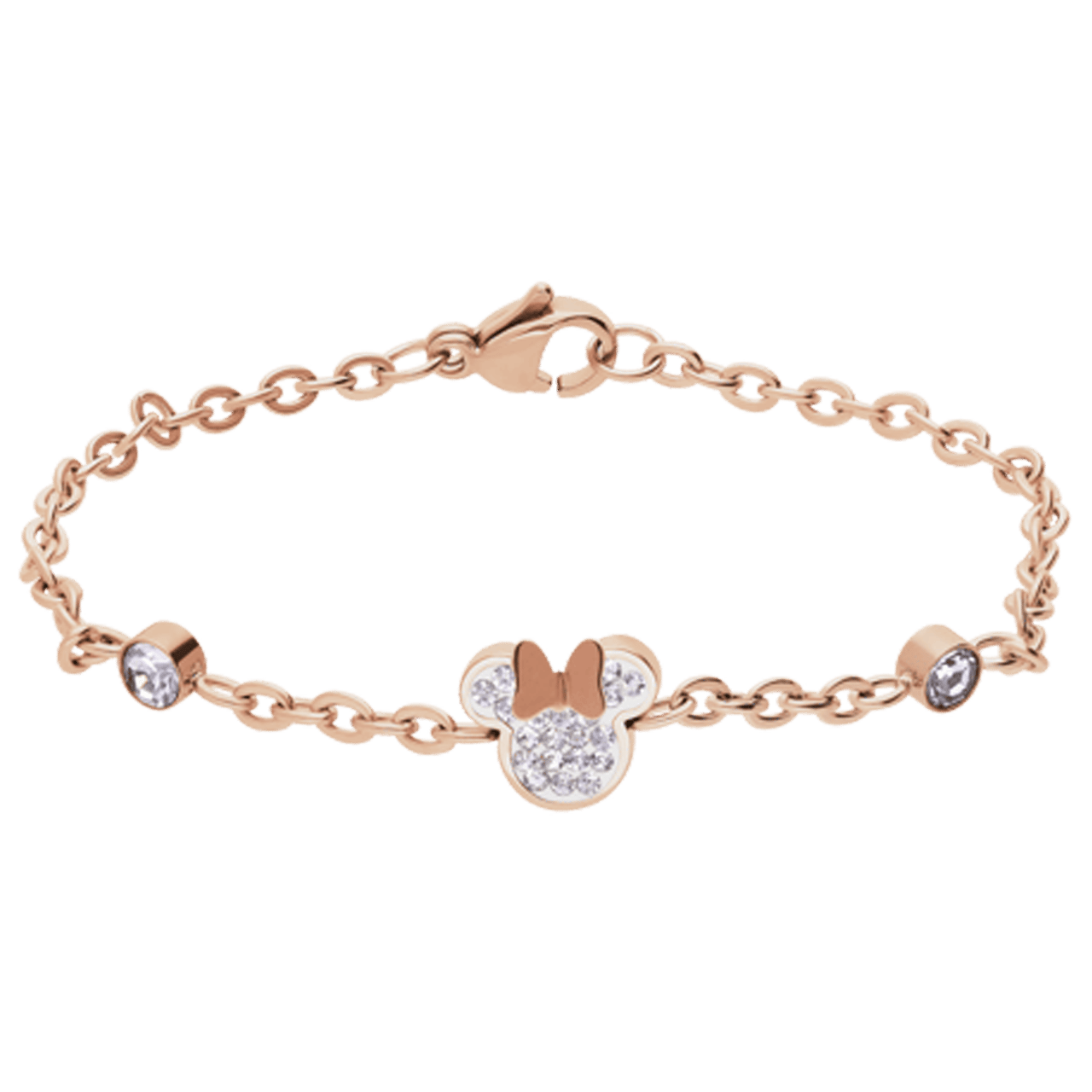 Disney stainless steel roséplated kinderarmband Minnie Mouse met kristal