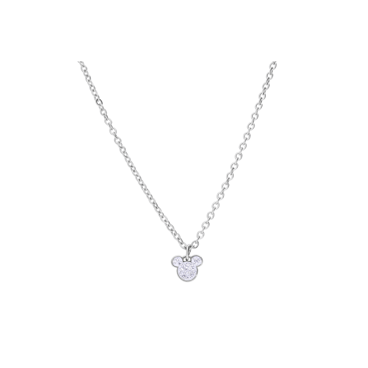 Stainless steel ketting Micky Mouse met wit kristal