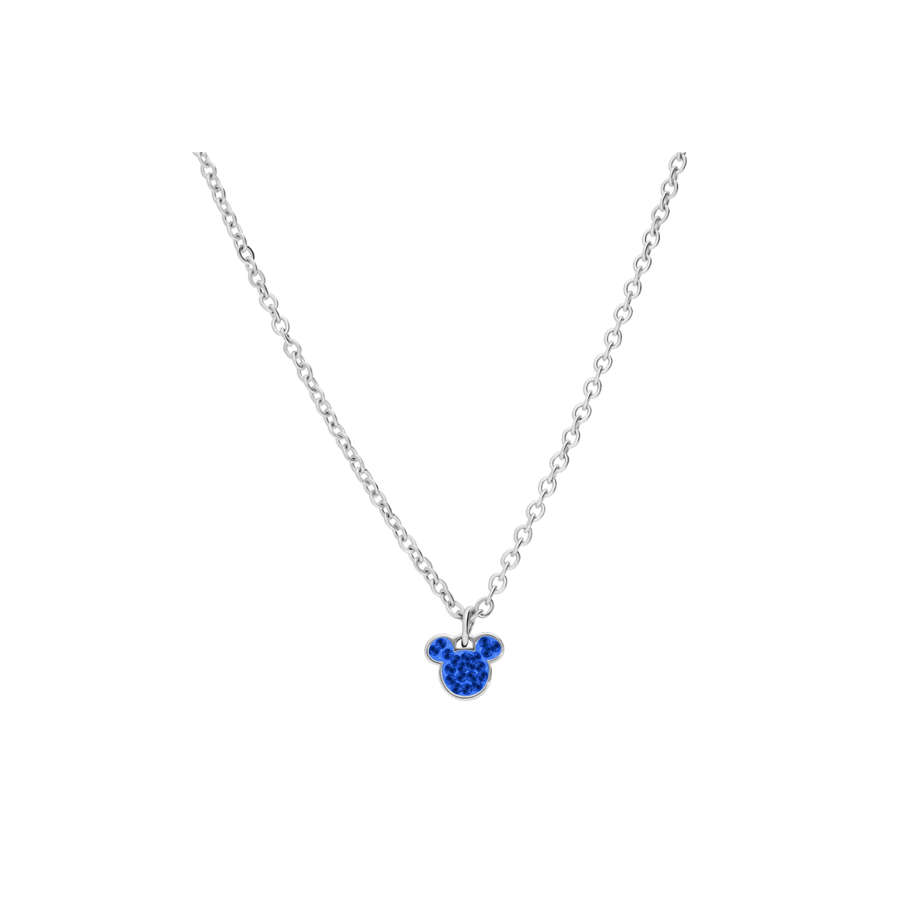 Disney stainless steel ketting Micky Mouse met licht sapphire kristal