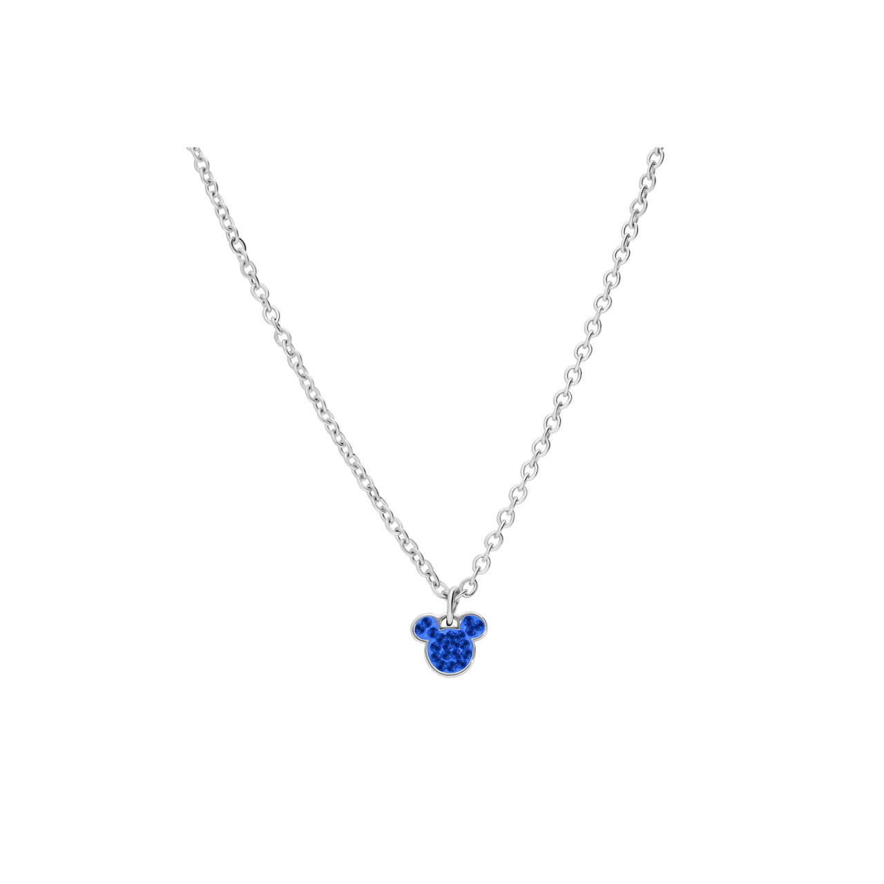 Disney stalen ketting Micky Mouse met licht sapphire kristal