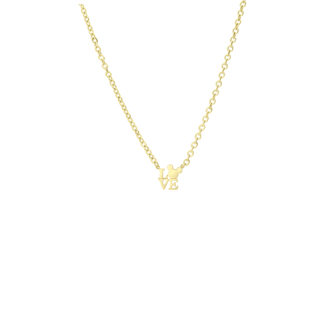 Disney stainless steel goldplated kinderketting met hanger letter Mickey Mouse