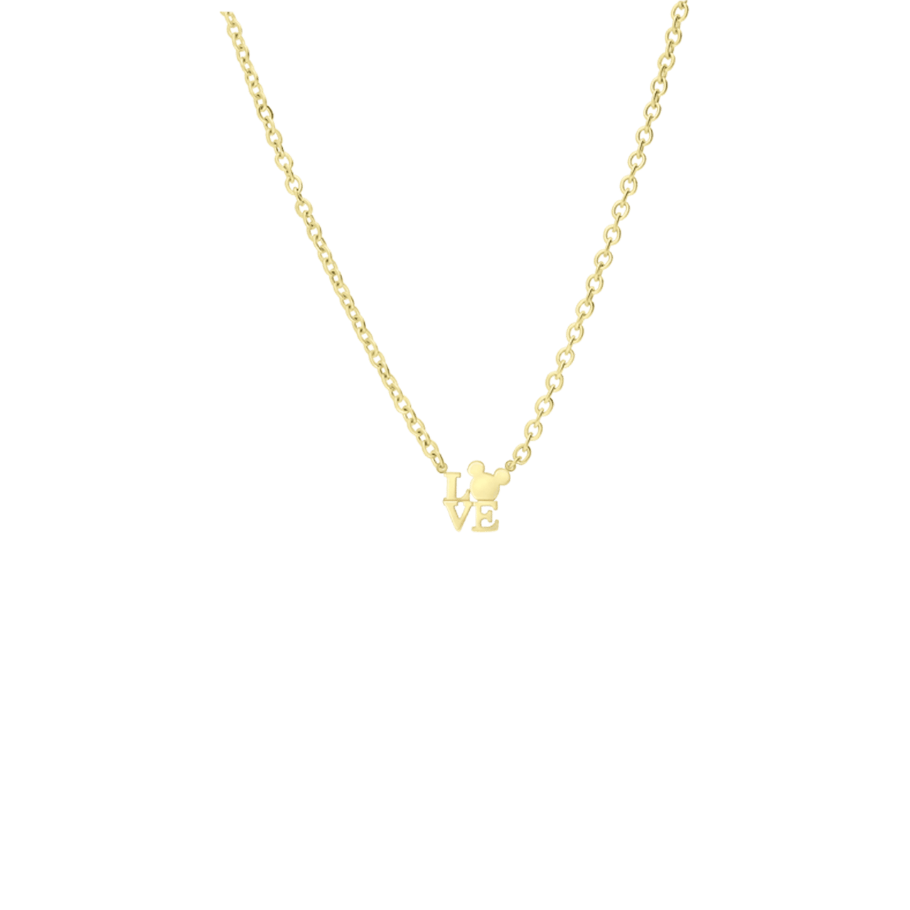Stalen goldplated ketting met love Mickey Mouse