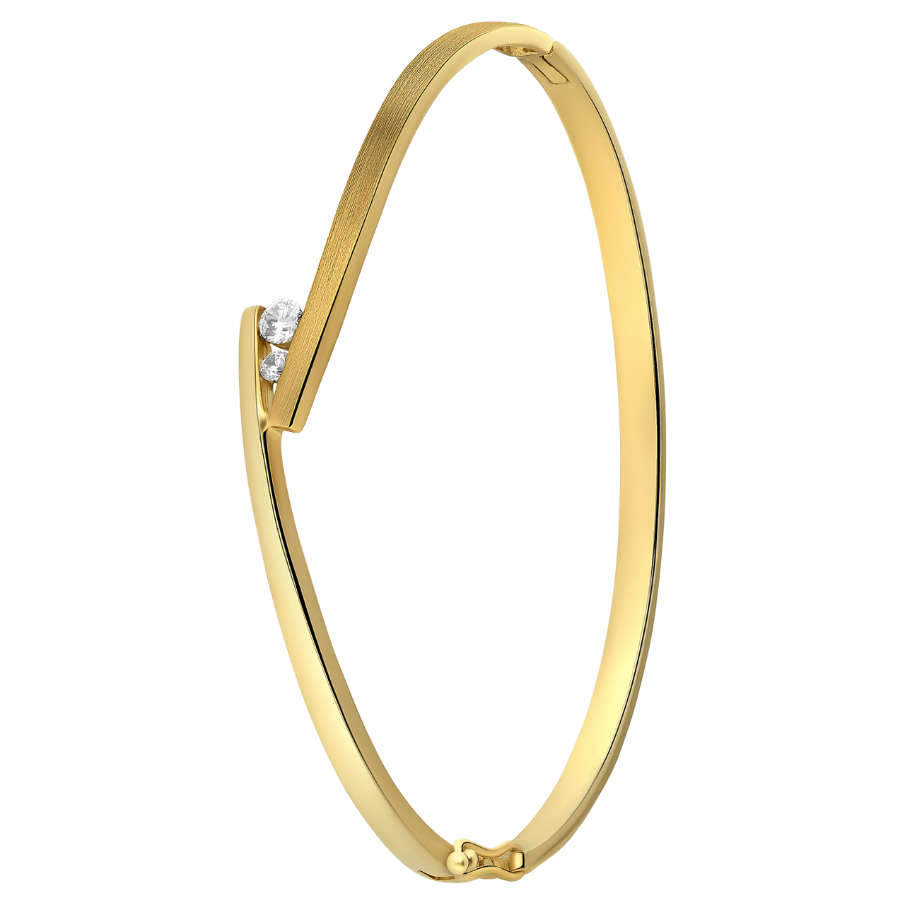 Zilveren goldplated bangle met zirkonia voor dames