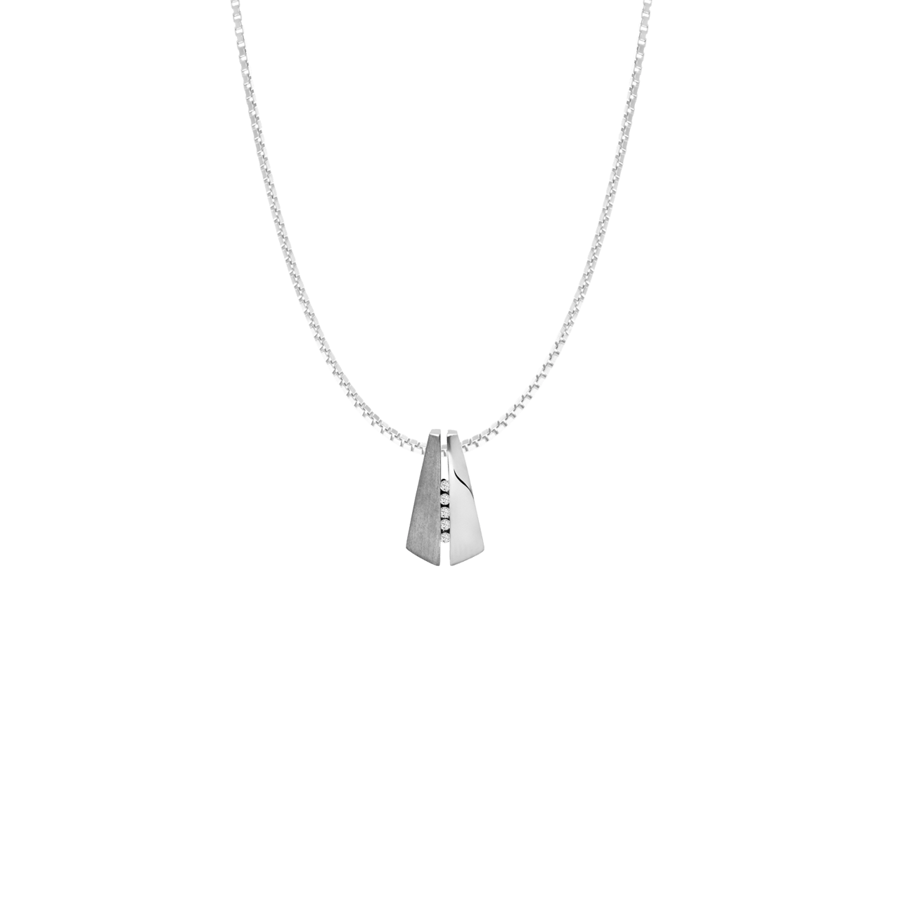 Zilveren ketting met hanger mat/glans zirkonia