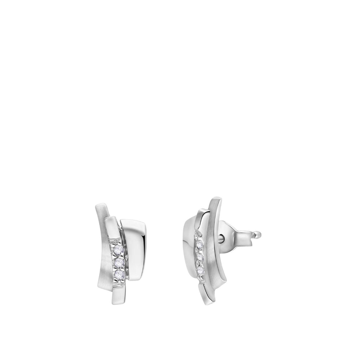 Silberne Ohrstecker mattglänzend mit Zirkonia