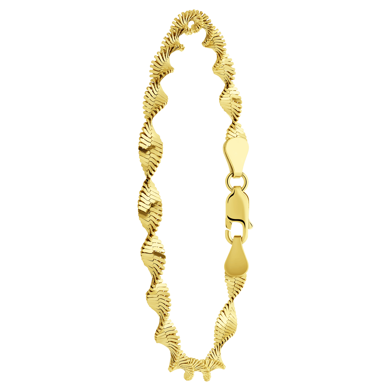 Gerecycleerd zilveren goldplated armband gedraaid
