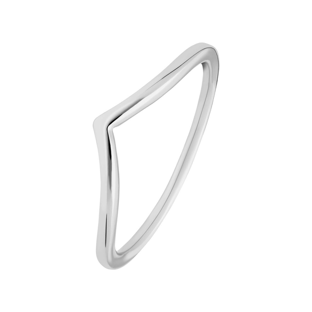 Silberner, rhodinierter Ring in V-Form
