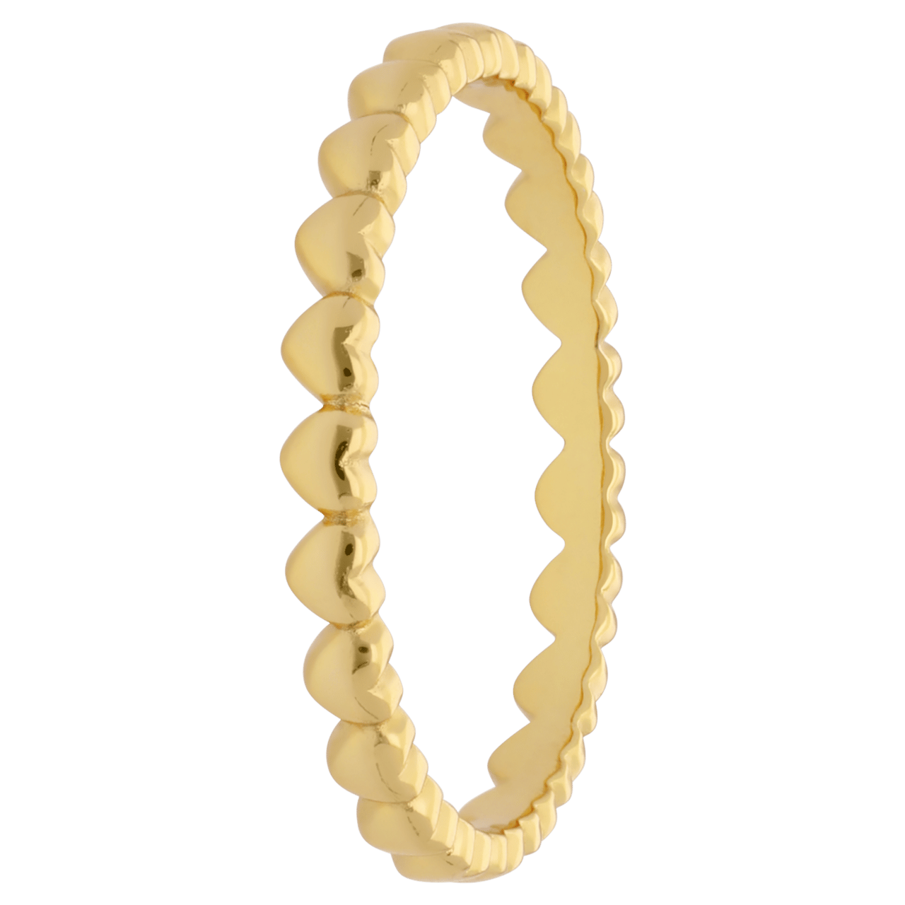 Silberner, goldplattierter Ring mit kleinen Herzen