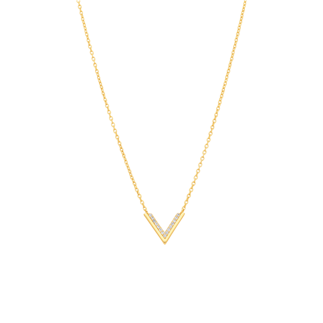 Zilveren goldplated ketting met hanger met zirkonia voor dames