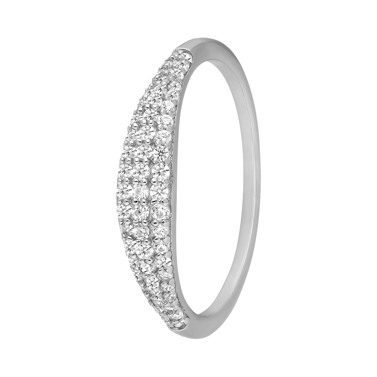 Silberner, rhodinierter Ring mit Zirkonia