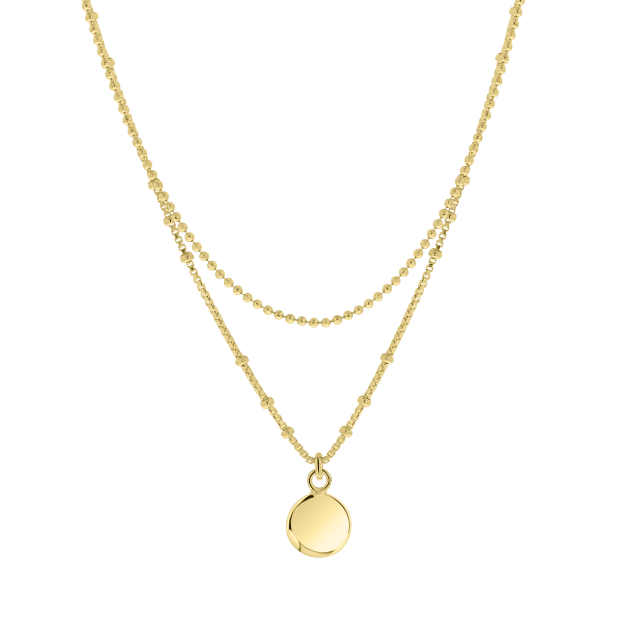 Zilveren goldplated dubbele ketting met hanger voor dames