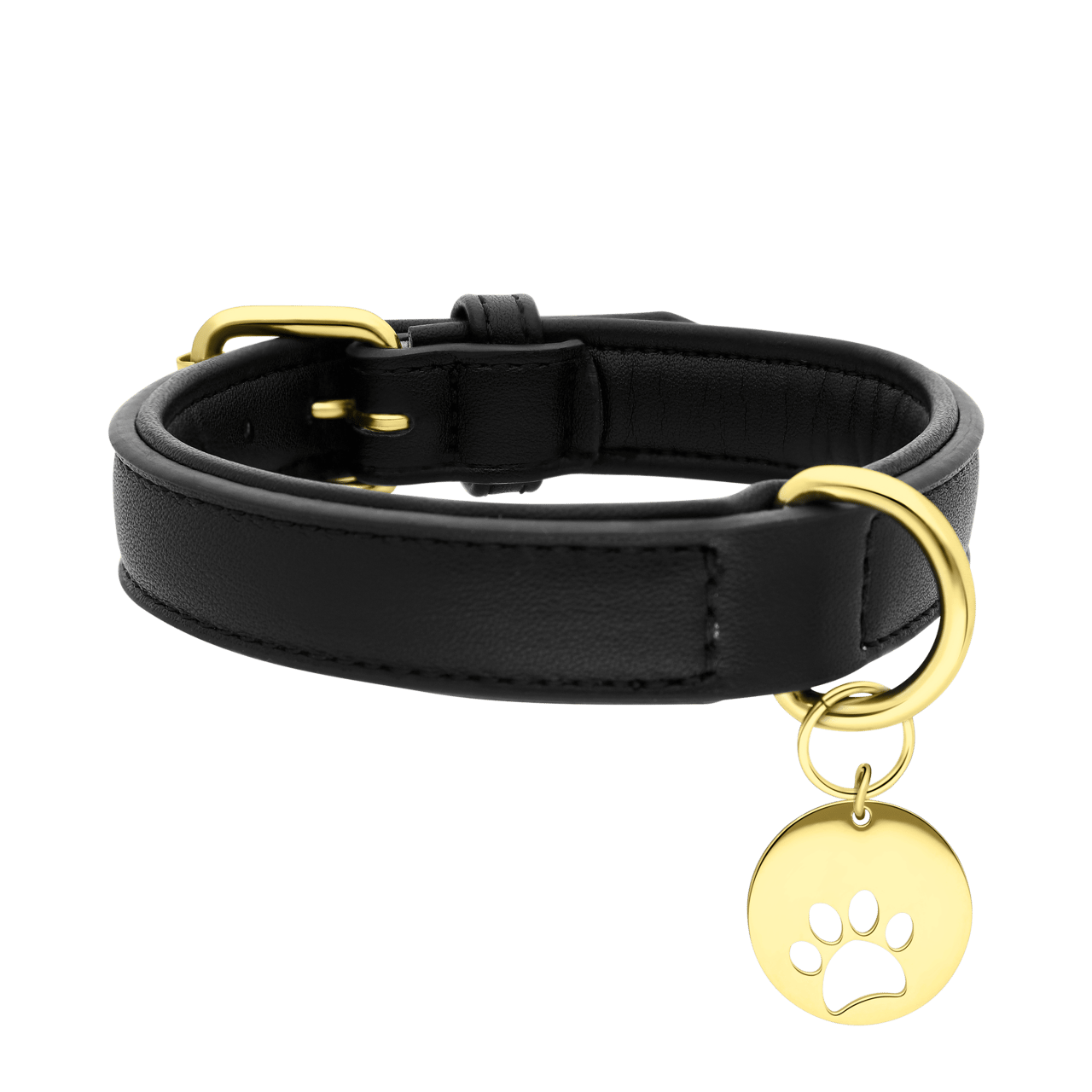 PU Leren halsband met stalen goldplated halsband hanger poot