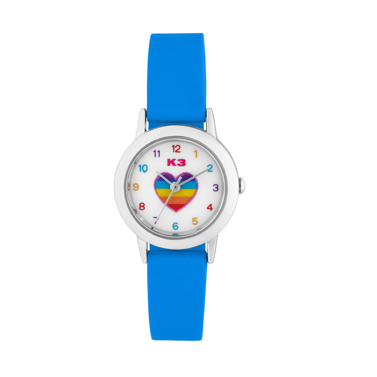 K3 Kinder-Armbanduhr mit Kautschuk-Armband blau