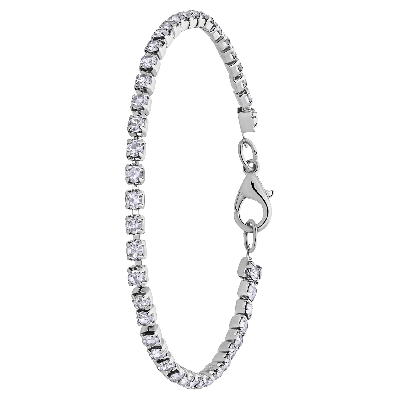 Zilverkleurige Bijoux armband met witte stras