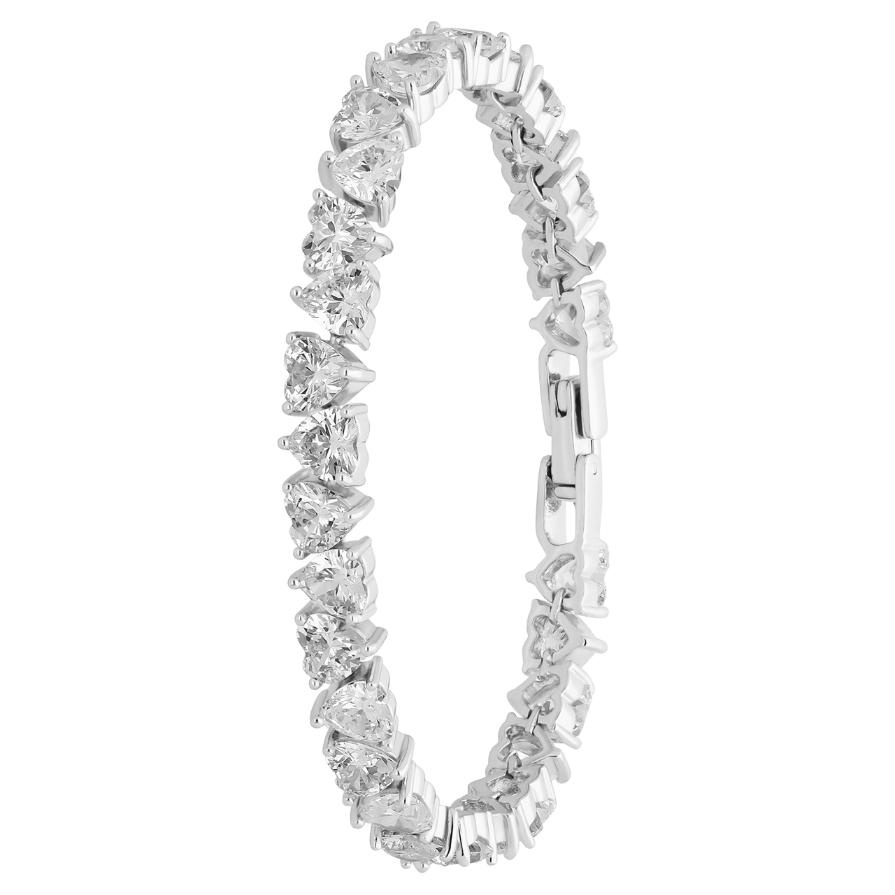 Zilveren tennisarmband hart zirkonia