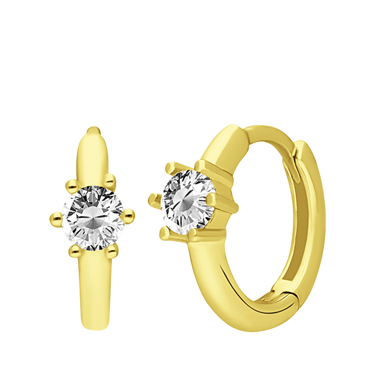 Zilveren goldplated oorringen zirkonia