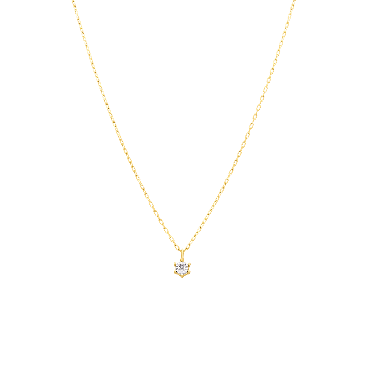 14 karaat geelgouden collier solitair diamant (0,025ct)
