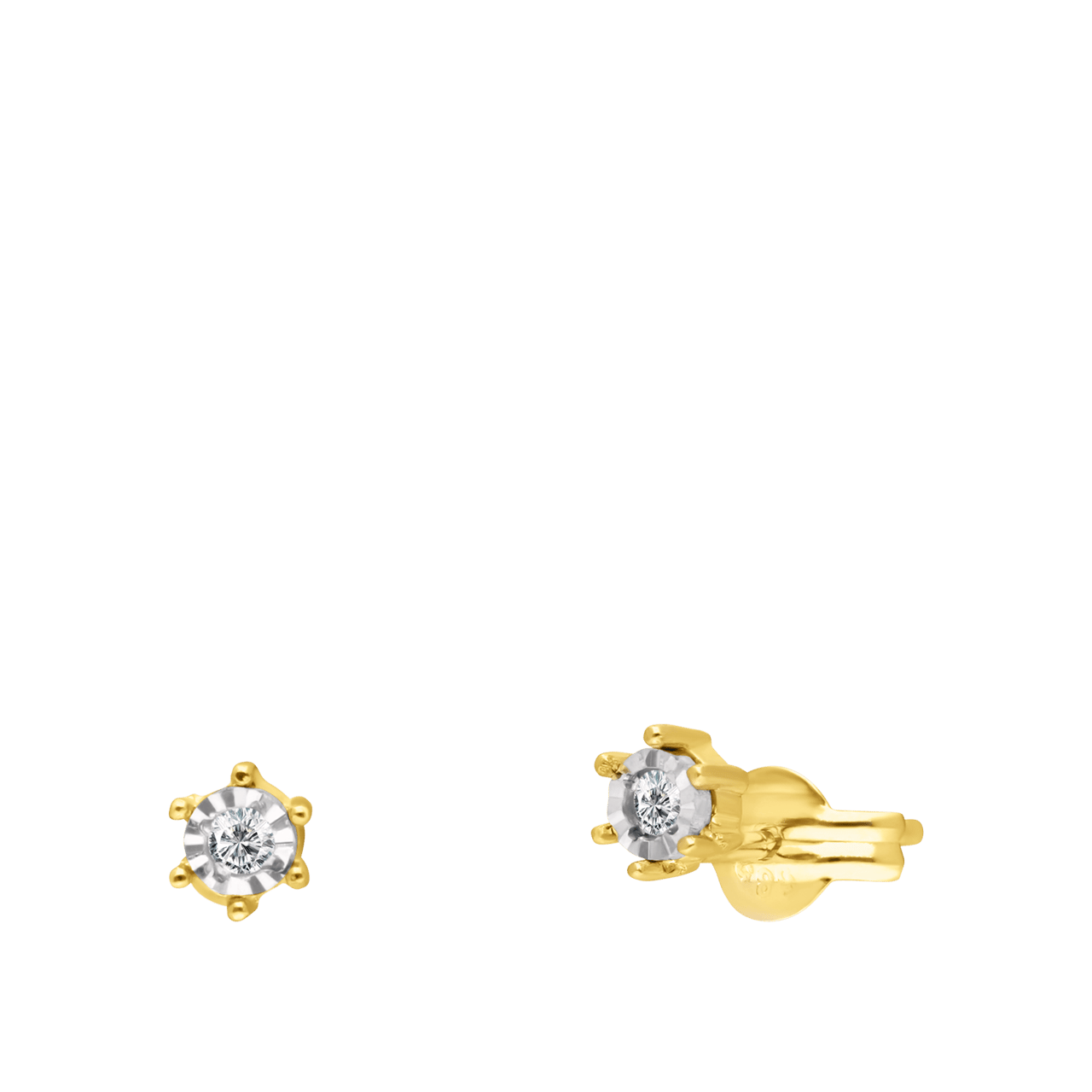 14K geelgouden oorknoppen solitair diamant 0,05ct