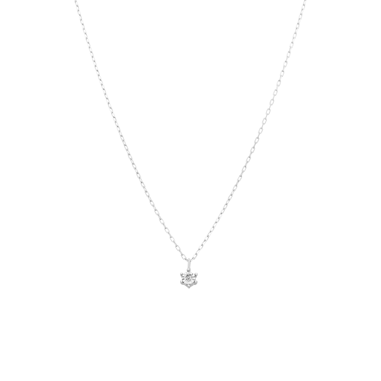 14 karaat witgouden collier solitair diamant (0,025ct)