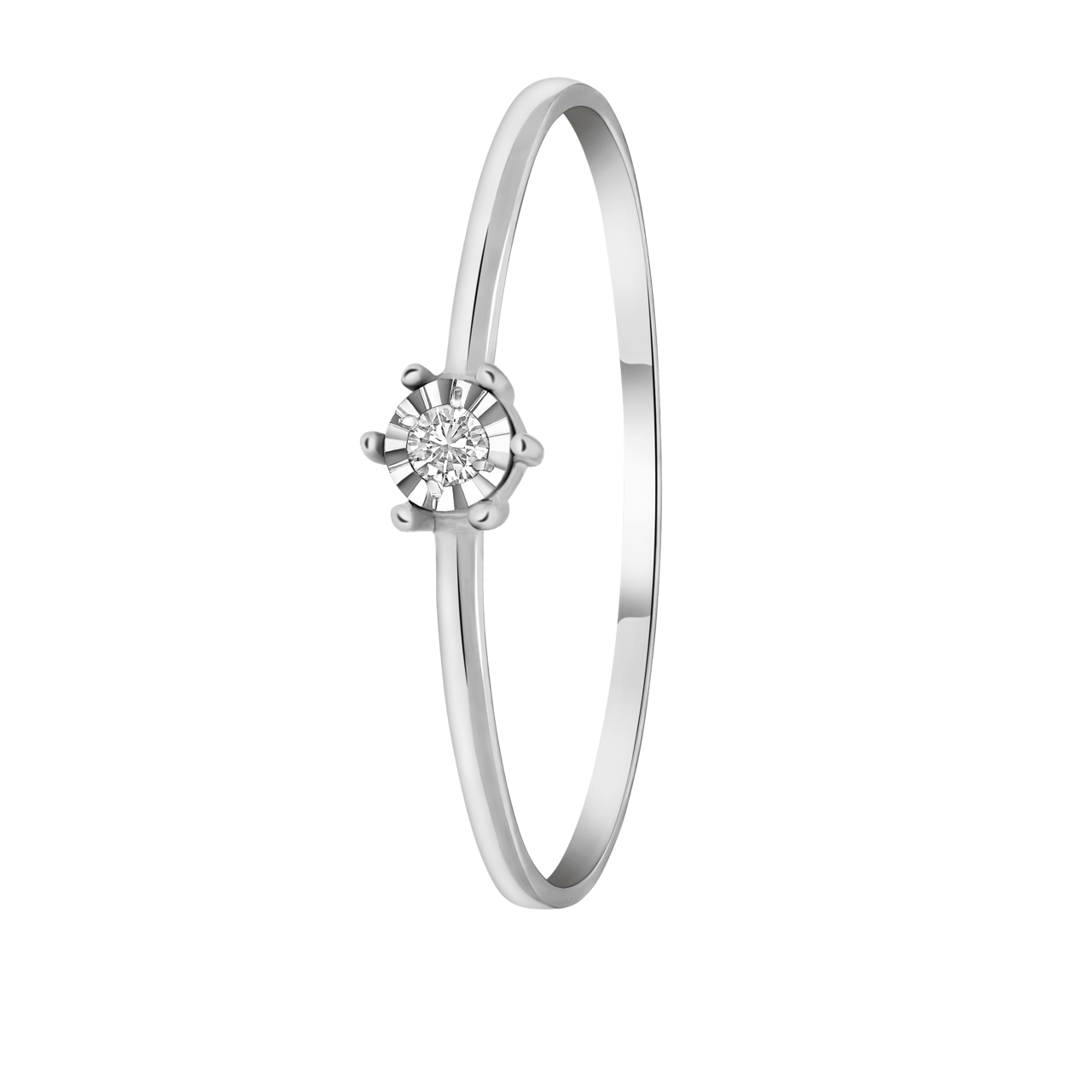 14 karaat witgouden ring solitair diamant (0,025ct)