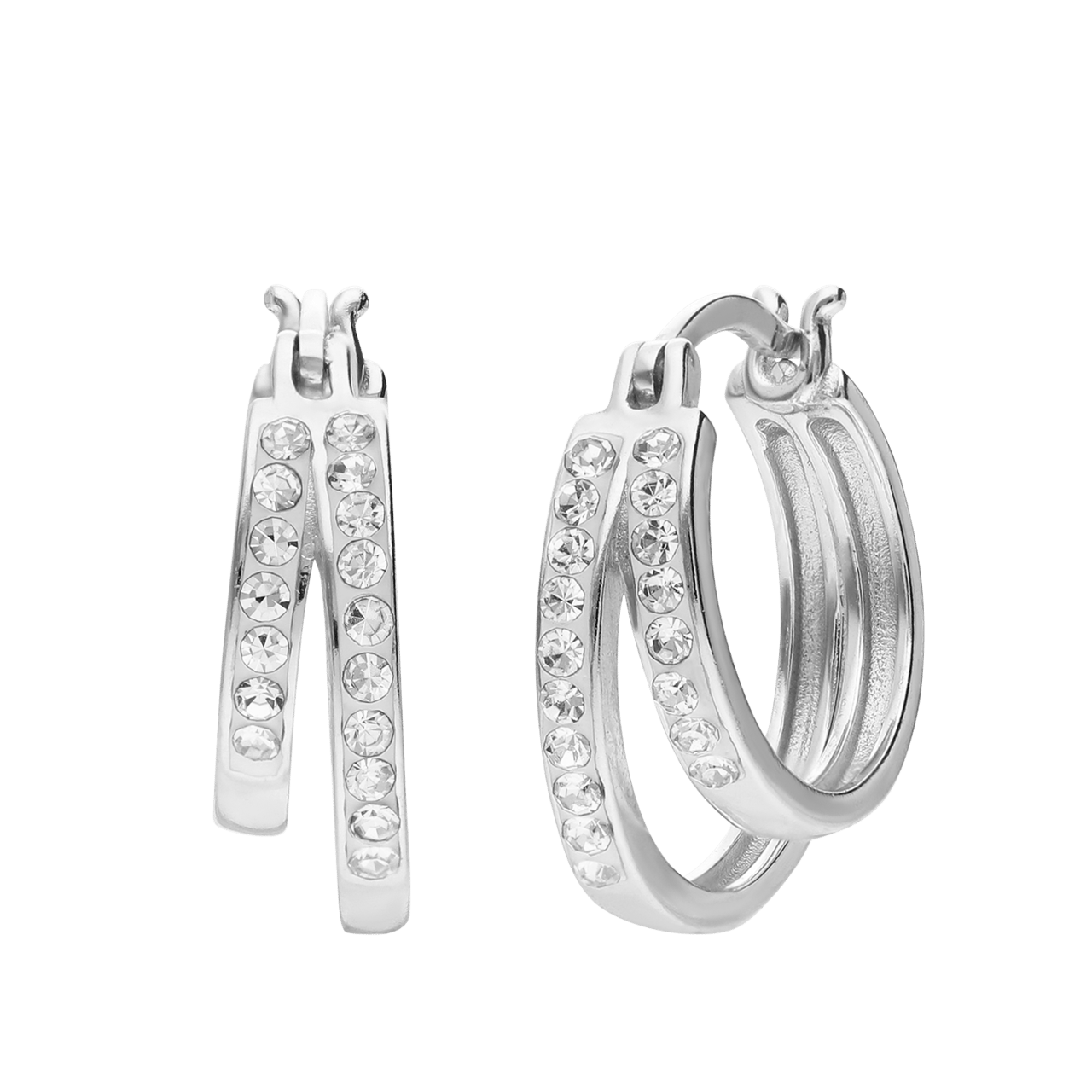 Doppelte Ohringe aus Silber mit Zirkonia
