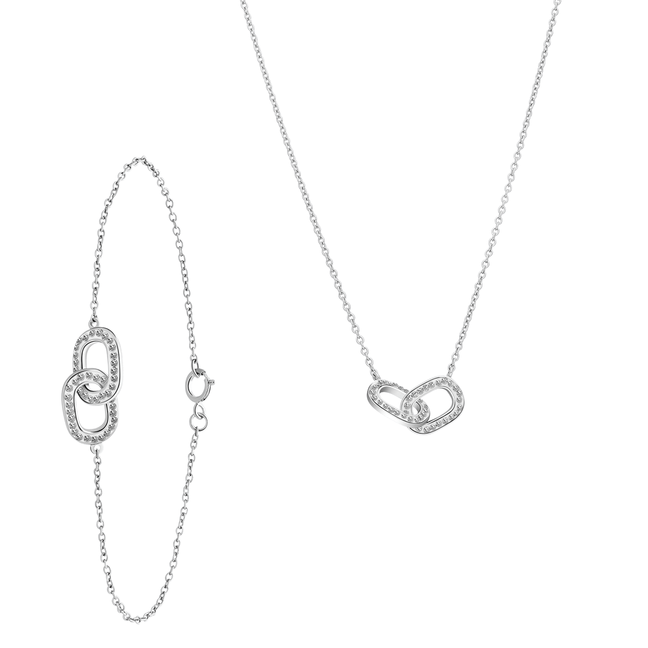Silbernes Schmuck-Set ovales Design Zirkonia