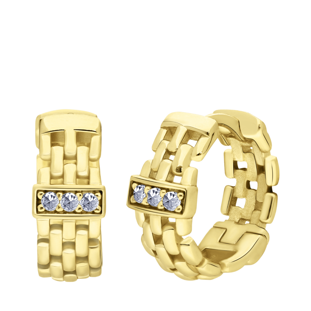 Zilveren goldplated oorringen zirkonia