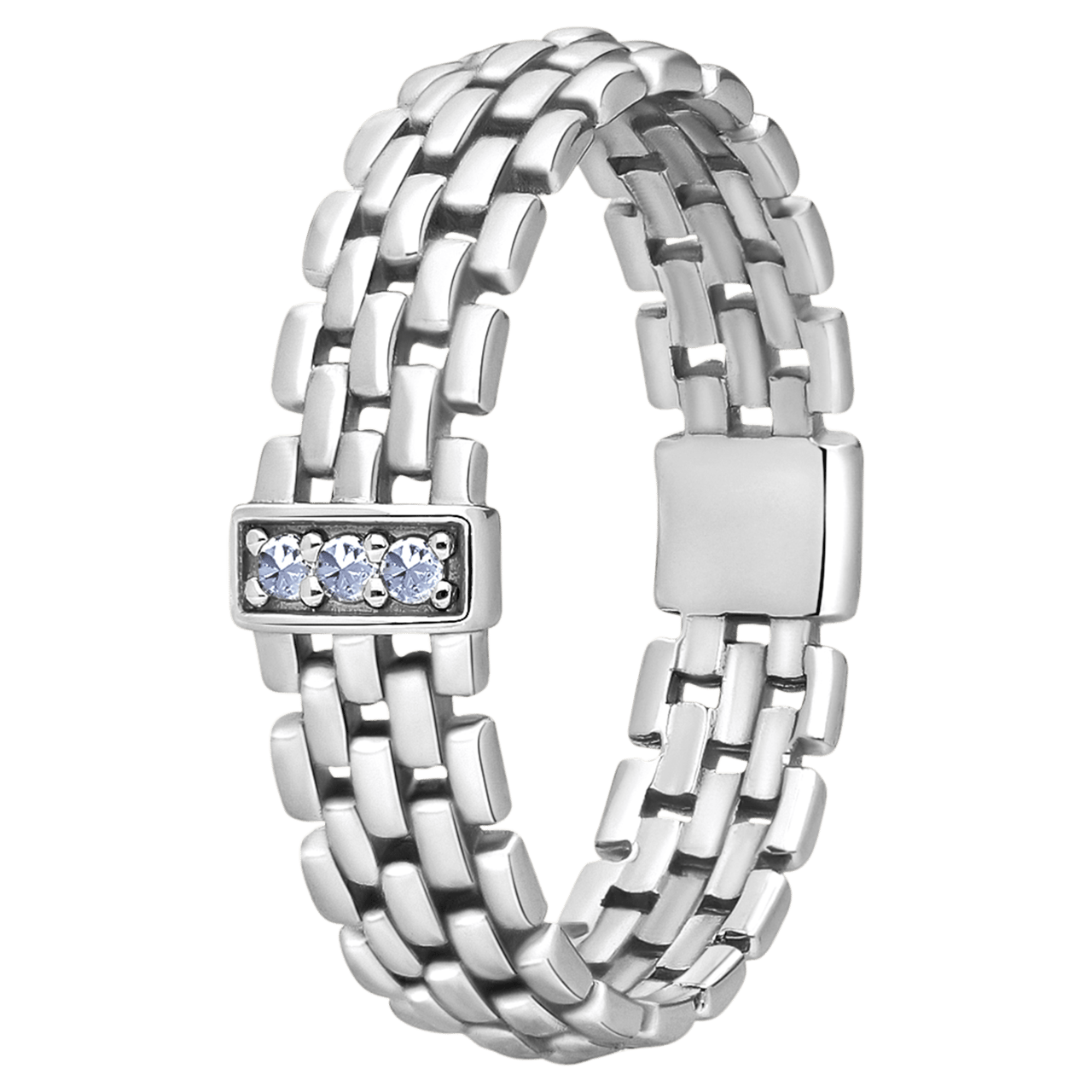 Zilveren ring schakel zirkonia