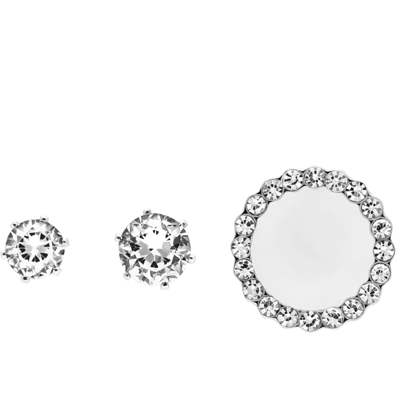 Zilverkleurige bijoux oorbellenset rond