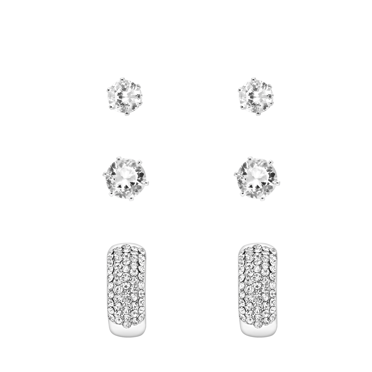 Zilverkleurige bijoux oorknoppenset 3