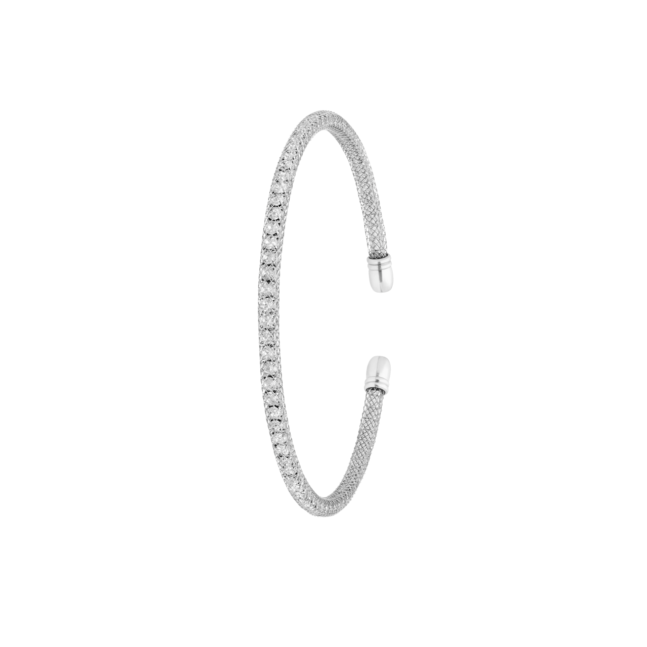 Zilverkleurige bijoux bangle met witte steen