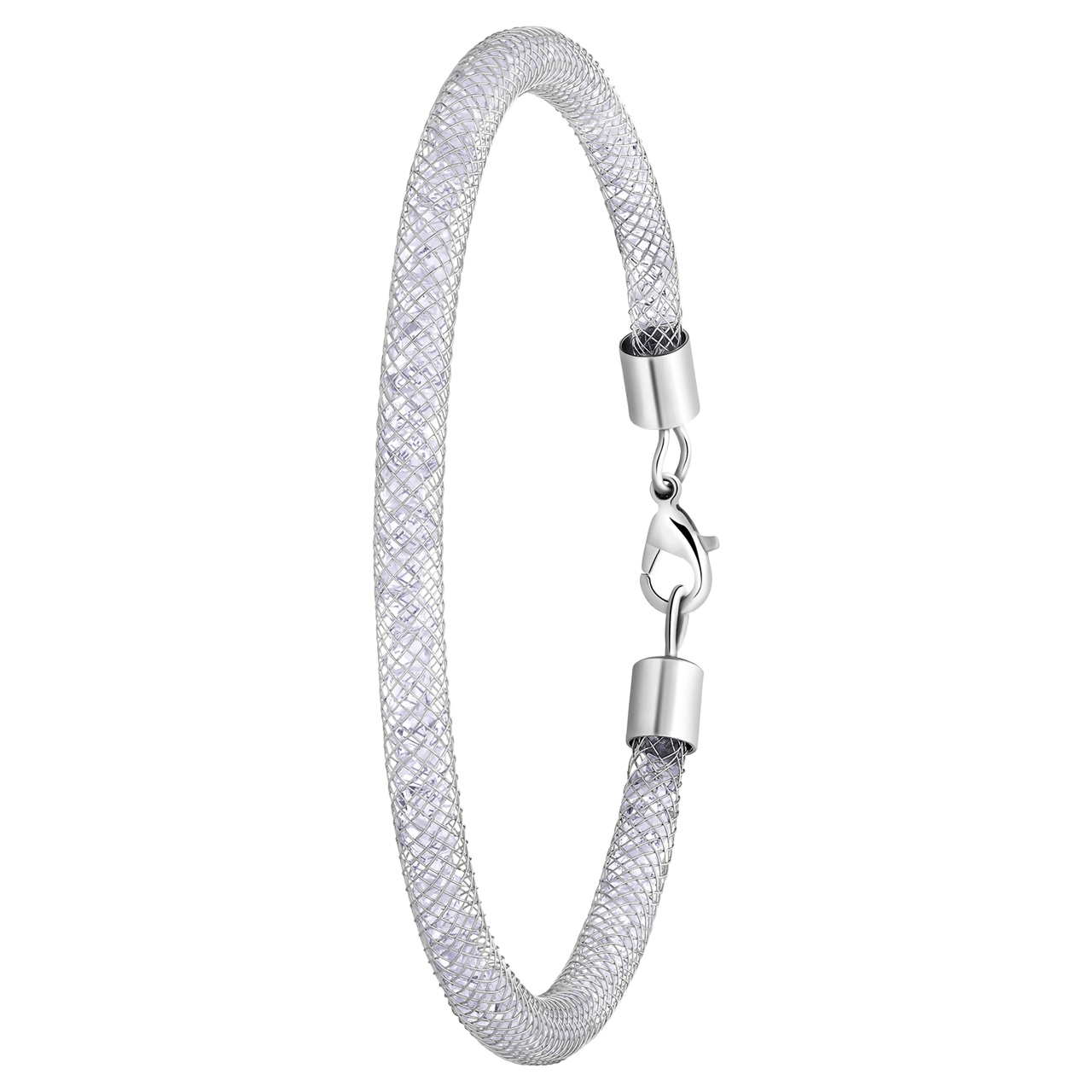 Zilverkleurige bijoux armband met witte steen