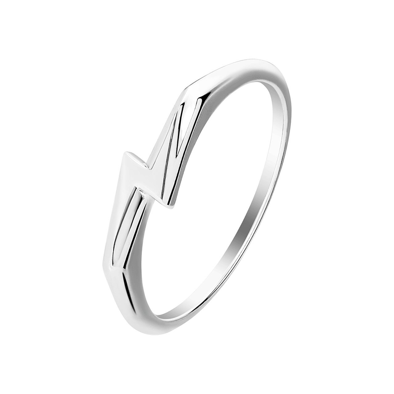 Silberner Ring blitzförmig