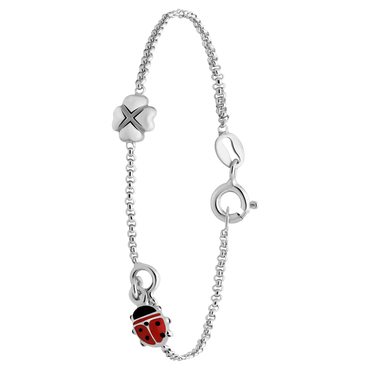 Silbernes Armband Anhänger Käfer Emaille