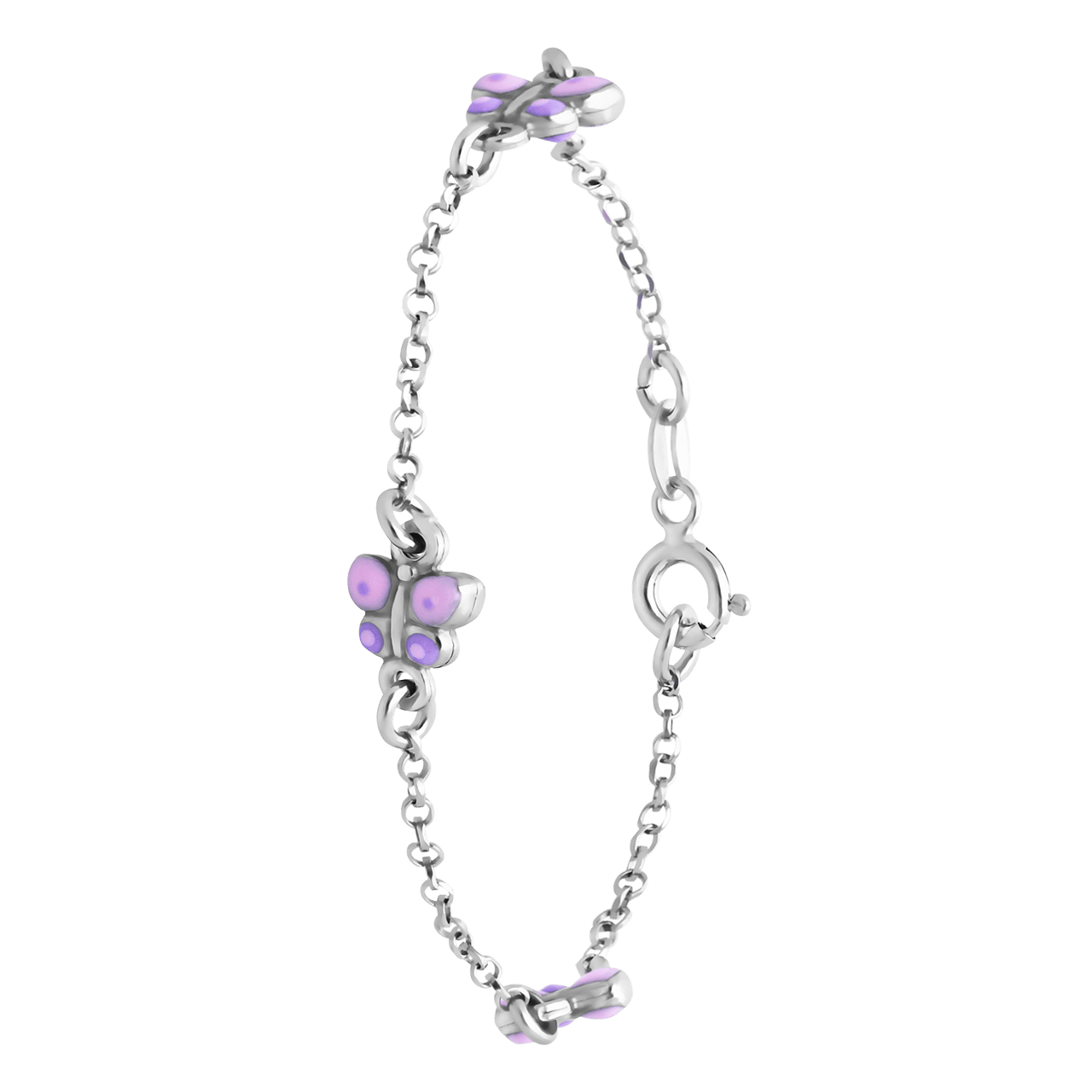 Silbernes Kinder-Armband Schmetterling Emaille