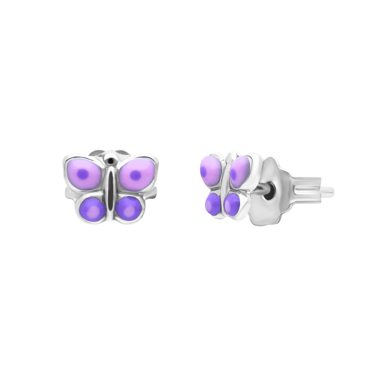 Silberne Kinder-Ohrstecker Schmetterling Emaille