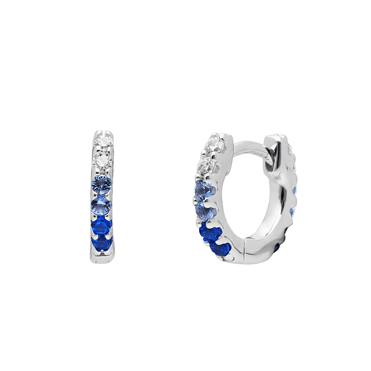 Zilveren oorringen zirkonia blauw