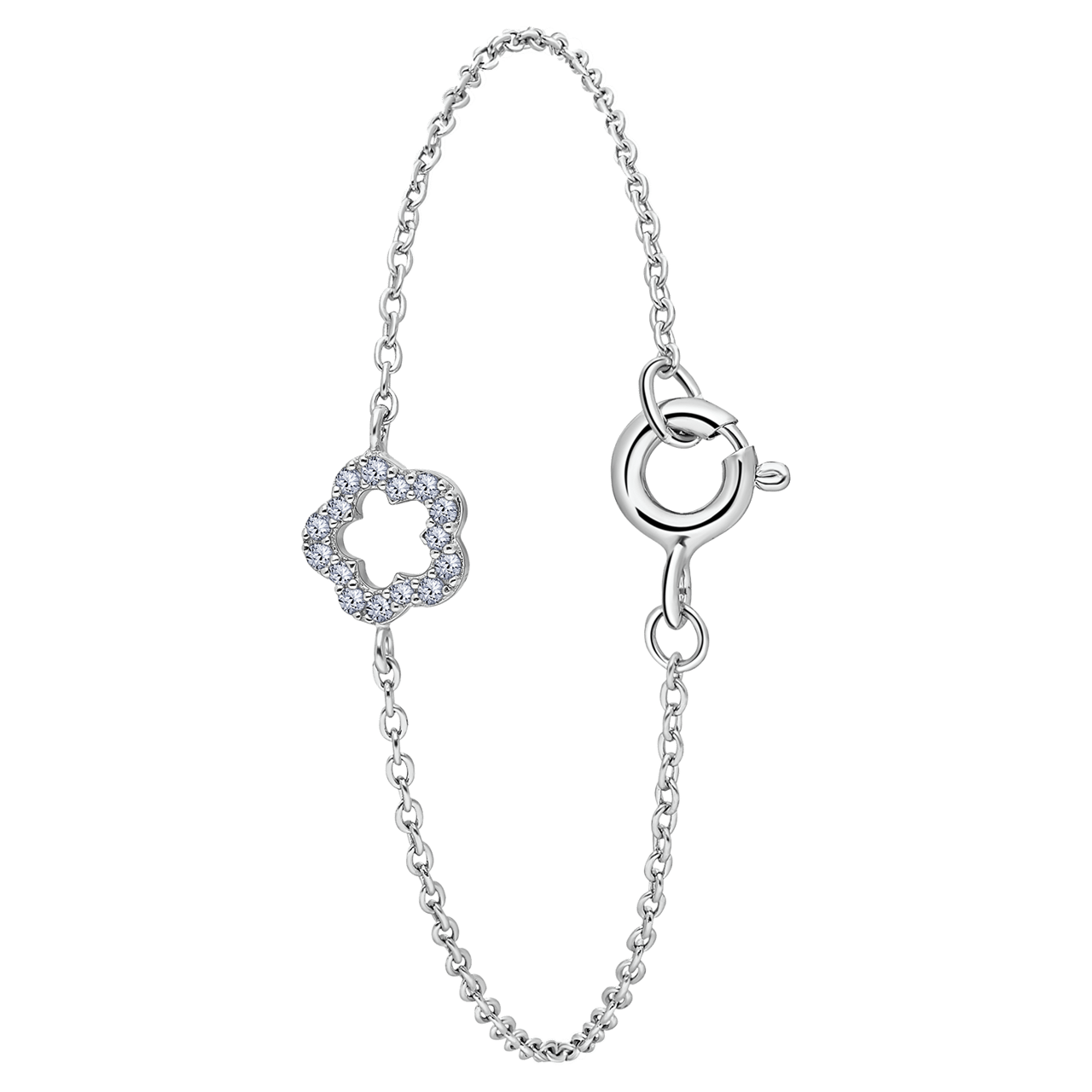 Zilveren armband bloem zirkonia